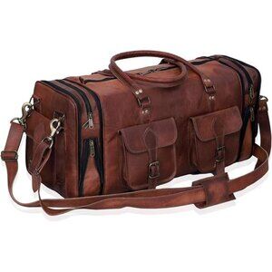 Handmade Vintage Travel Luggage 30 Inch Duffel Gym Sports Bag Weekender Travel